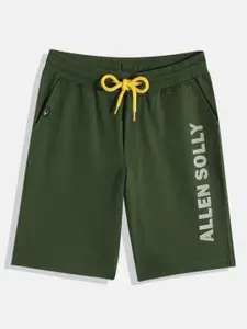 Allen Solly Junior Boys Olive Green Typography Printed Shorts