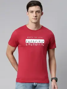 DIXCY SCOTT Men Red Typography Printed T-shirt