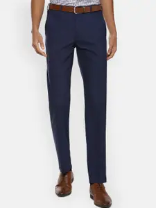 Van Heusen Men Navy Blue Slim Fit Formal Trousers