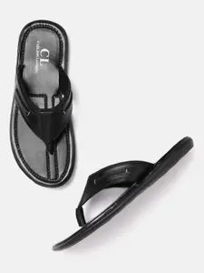 Carlton London Men Black Solid Comfort Sandals