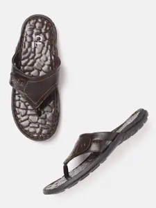 Carlton London Men Coffee Brown Solid Comfort Sandals