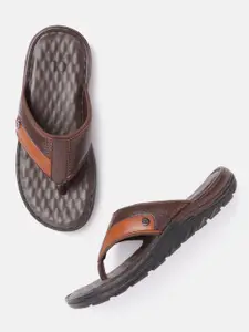 Carlton London Men Brown Perforated Comfort Sandals