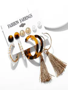 Shining Diva Fashion Combo Set Of 6 Gold-Toned Earrings