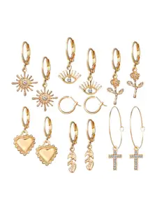 Shining Diva Fashion Combo Set Of 7 Gold Plated Drop Earrings