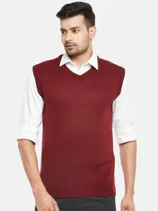 BYFORD by Pantaloons Men Maroon Solid Sweater vest