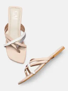 CAI Women Nude-Coloured Open Toe Flats