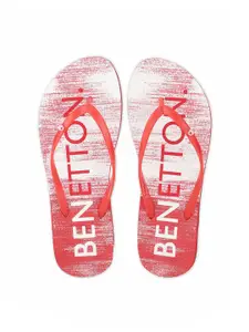 United Colors of Benetton Women Red Printed Thong Flip Flops