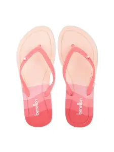 United Colors of Benetton Women Pink & Peach-Coloured Rubber Thong Flip-Flops