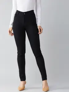 DOLCE CRUDO Women Black Slim Fit High-Rise Stretchable Jeans