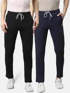 Almo Wear Men Black & Navy Pack of 2 Slim Fit Cotton Track Pants