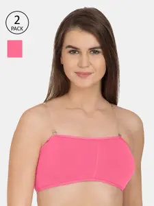 Tweens Pack Of 2 Pink Solid Bandeau Bras - Non-Wired Non-Padded