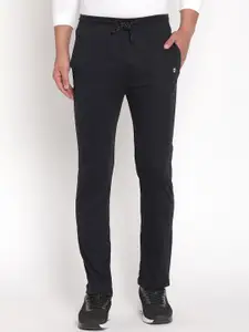 Octave Men Navy Blue Solid Cotton Track Pants