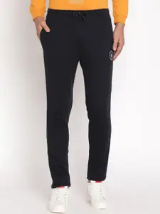 Octave Men Navy Blue Solid Cotton Track Pants