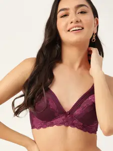 DressBerry Purple Everyday Bra With Lace Detailing