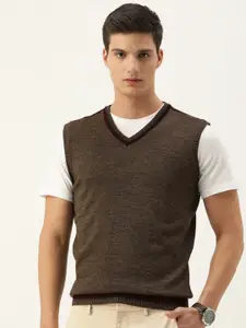 Peter England V-Neck Knitted Acrylic Sweater Vest