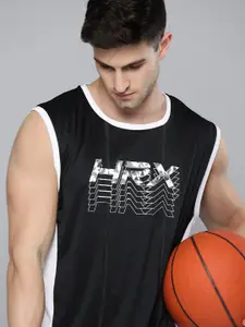 HRX By Hrithik Roshan Men Black Brand Carrier Rapid-Dry Basketball T-shirt
