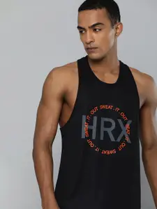 HRX By Hrithik Roshan Training Men Black Rapid-Dry Typography Tshirts