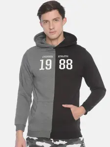 Steenbok Men Grey Colourblocked Hooded Sweatshirt
