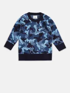 Pantaloons Baby Boys Navy Blue & Black Printed Sweater Vest