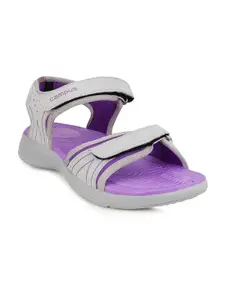 Campus Women Grey & Purple Sports Sandals