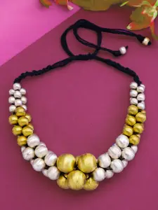 Yellow Chimes Silver-Toned & Gold-Toned Handcrafted Choker Necklace