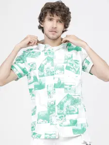 HIGHLANDER Men White Slim Fit Floral Opaque Printed Casual Shirt