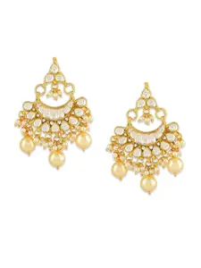 AccessHer Gold Plated White Classic Drop Earrings