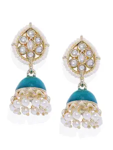 AccessHer Brass Plated Blue Contemporary Jhumkas Earrings
