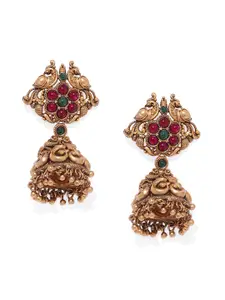 AccessHer Gold Plated Peacock Shaped Jhumkas Earrings