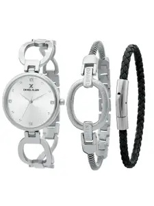 Daniel Klein Women Silver-Toned Stainless Steel Bracelet Style Straps Watch DK.1.12324-1