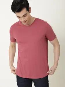 RARE RABBIT Men Maroon Extended Sleeves Pockets T-shirt