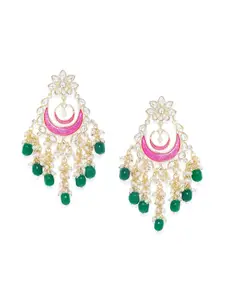 AccessHer Brass Plated Gold-Toned Contemporary Chandbalis Earrings