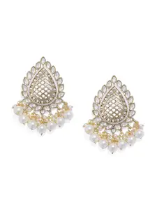 AccessHer Brass Plated Gold-Toned Contemporary Studs Earrings