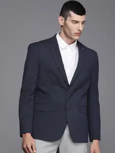 Theme Men Blue Solid Regular Fit Single-Breasted Formal Blazers