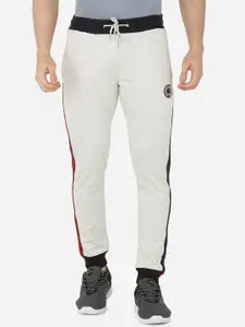 Beevee Men Off White & Black Solid Narrow Fit Track Pants
