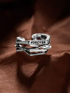 Roadster Men Silver-Plated Handcrafted Three Layer Adjustable Finger Ring