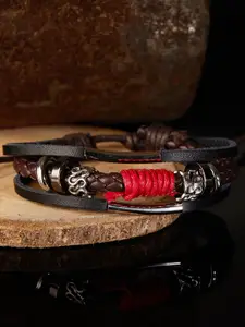 Roadster Men Multicoloured Leather Handcrafted Multistrand Bracelet