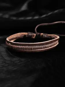 Roadster Men Brown Leather Handcrafted Multistrand Bracelet