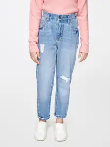 AND Girls Blue Mildly Distressed Light Fade Jeans