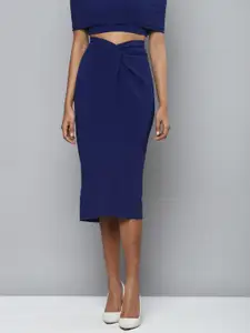 SASSAFRAS Women Blue Twisted Midi Skirt