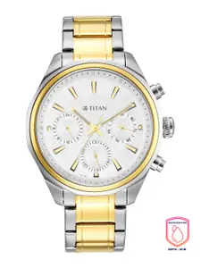 Titan Men White Dial & Multicoloured Bracelet Style Straps Analogue Watch 1829BM01