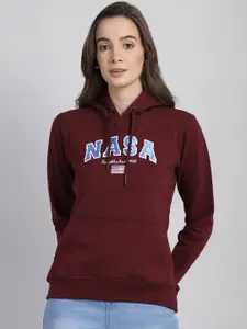 Free Authority Women Maroon NASA Printed Sweatshirt