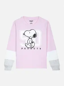 Kids Ville Girls Pink Snoopy Printed Sweatshirt