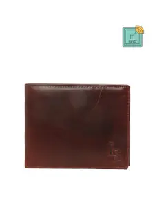 LOUIS STITCH Men Rusted Brown Leather Two Fold Wallet