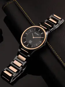 Titan Men Black Dial & Multicoloured Ceramic Straps Analogue Watch 1696KC01
