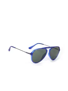 ENRICO Men Grey Lens & Blue Aviator Sunglasses with Polarised and UV Protected Lens