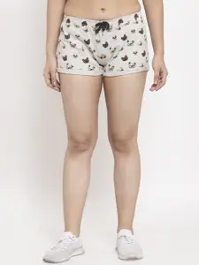 Wolfpack Women Grey Printed Low-Rise Shorts