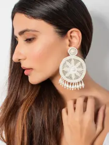 Fida White Contemporary Drop Earrings