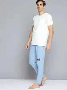 HRX By Hrithik Roshan Yoga Men Blue Melange Rapid-Dry Solid Sustainable Track Pants