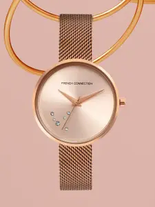 French Connection Women Rose Gold-Toned Dial Rose Gold-Plated Straps Analogue Watch FCL23